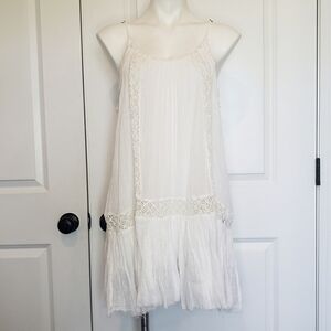 Elegant White Lace Trim Dress